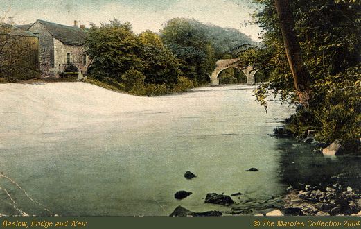 Old Postcard of Bridge and Weir (Baslow)