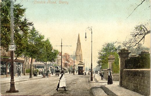 Old Postcard of London Road (Derby)