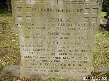HANCOCK, Elizabeth + Albert 1922