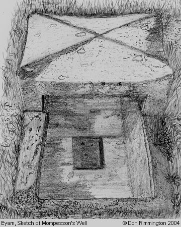 Black and White Sketch of Mompesson's Well (Eyam)