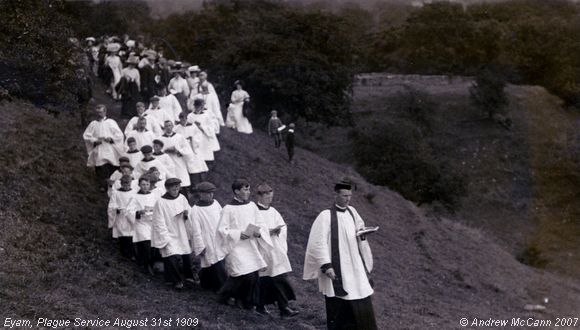 Old Photograph of Plague Service August 31st 1909 (Eyam)