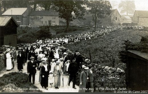 Old Postcard of Plague Service August 30th 1914 (Eyam)