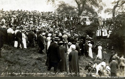 Old Postcard of Plague Service August 30th 1914 (4) (Eyam)