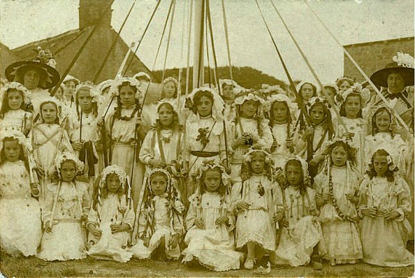 Old Photograph of A Village Maypole (c.1910) (Eyam)