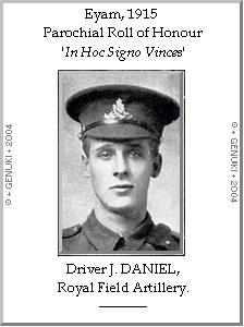 Driver J. DANIEL, Royal Field Artillery