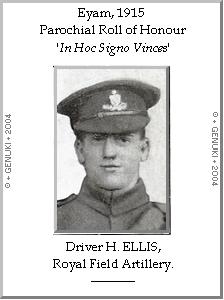 Driver H. ELLIS, Royal Field Artillery