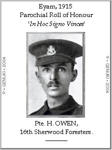 Pte. H. OWEN, 16th Sherwood Foresters