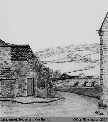 Black and White Sketch of Bridge and Old Bell Inn (Grindleford)