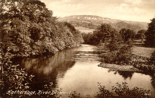 Old Postcard of River Derwent (Hathersage)