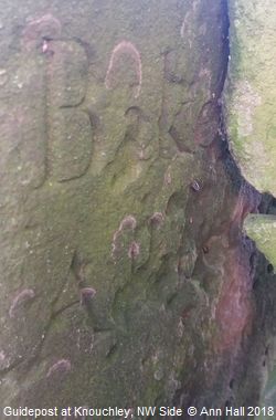Guidepost at Knouchley (Engraving on NW Side), Stoke (c) Ann Hall 2018