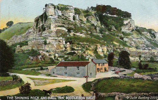 Old Postcard of The Ball Inn (Stoney Middleton)