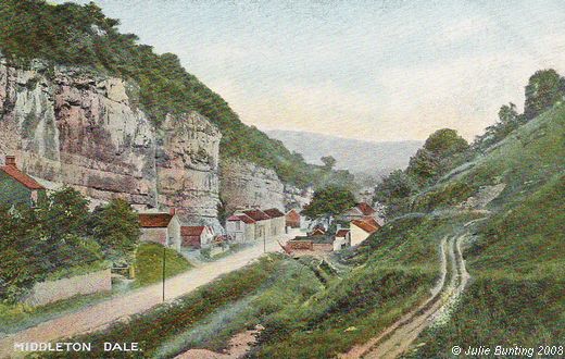 Old Postcard of West End of Dale (Stoney Middleton)