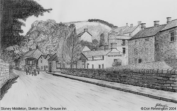 Black and White Sketch of The Grouse Inn (Stoney Middleton)