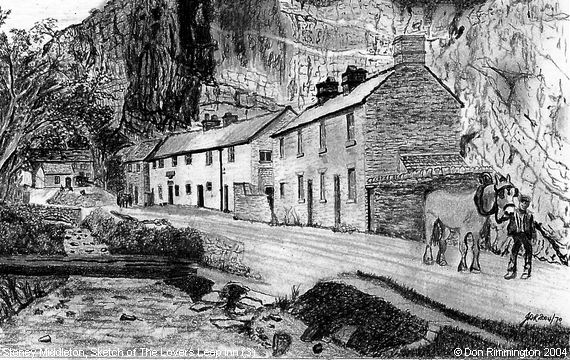 Black and White Sketch of The Lovers Leap Inn (3) (Stoney Middleton)