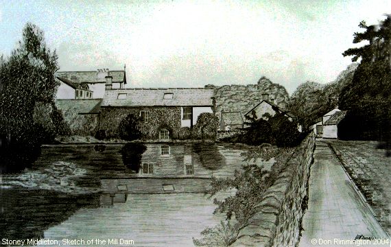 Black and White Sketch of The Mill Dam (Stoney Middleton)