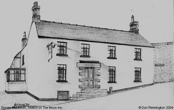 Black and White Sketch of The Moon Inn (Stoney Middleton)