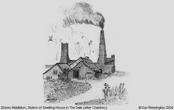 Black and White Sketch of Smelting House in The Dale (Stoney Middleton)