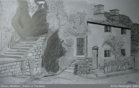 Black and White Sketch of The Bank (Stoney Middleton)