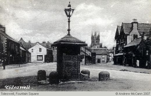 Old Postcard of Fountain Square (Tideswell)