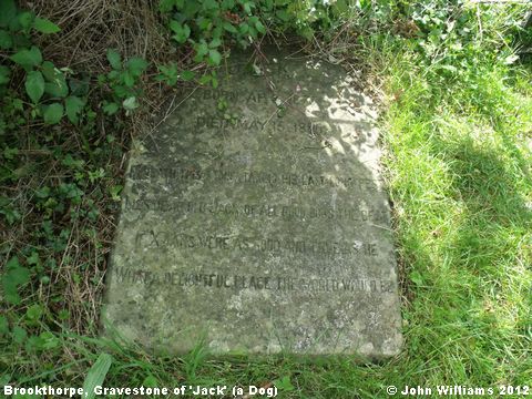 Recent Photograph of Gravestone of 'Jack' (Brookthorpe)