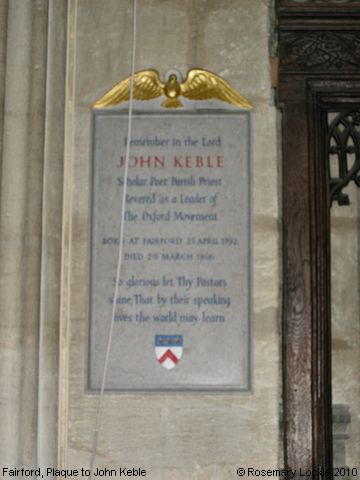 Recent Photograph of Plaque to John Keble (Fairford)