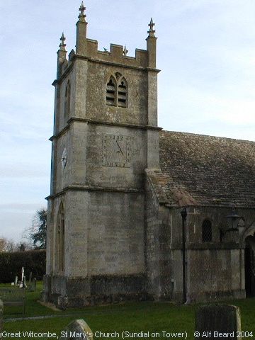 Recent Photograph of The Blessed Virgin St Mary's Church (Sundial on Tower) (Great Witcombe)