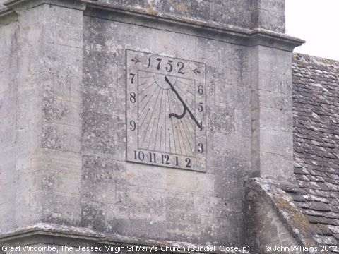 Recent Photograph of The Blessed Virgin St Mary's Church (Sundial Closeup) (Great Witcombe)
