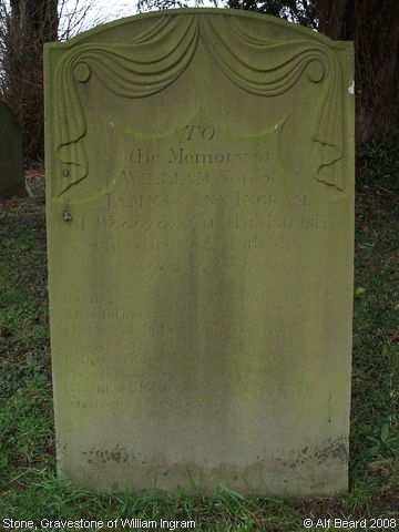 Recent Photograph of Gravestone of William Ingram (Stone)
