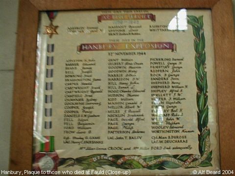Recent Photograph of Plaque to those who died at Fauld (Close-up) (Hanbury)