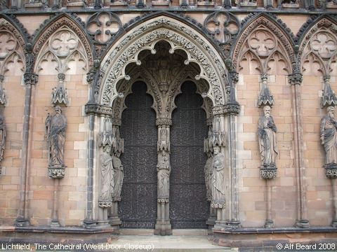 Recent Photograph of The Cathedral (West Door Closeup) (Lichfield)