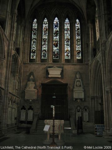 Recent Photograph of The Cathedral (North Transept & Font) (Lichfield)