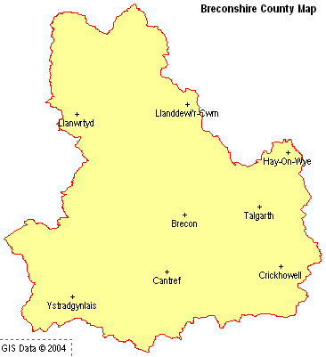 Breconshire County Map