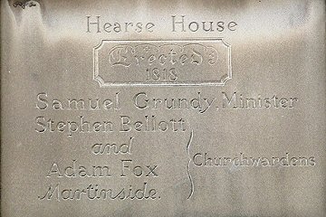 Chapel en le Frith, Hearse House (Inscription)