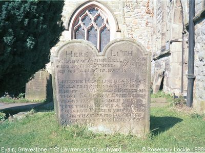 Recent Photograph of Double Gravestone in the Churchyard (Eyam)