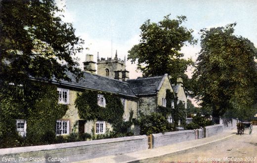 Old Postcard of The Plague Cottages (Eyam)