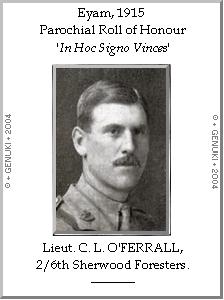 Lieut. C.L. O'FERRALL, 2/6th Sherwood Foresters