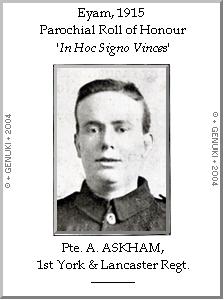 Pte. A. ASKHAM, 1st York & Lancaster Regt.