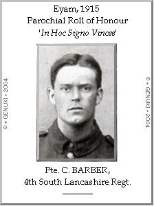 Pte. C. BARBER, 4th South Lancashire Regt.