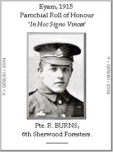 Pte. R. BURNS, 6th Sherwood Foresters