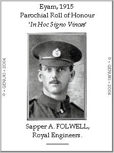 Sapper A. FOLWELL, Royal Engineers