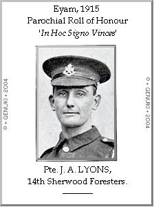 Pte. J. A. LYONS, 14th Sherwood Foresters