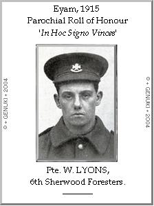 Pte. W. LYONS, 6th Sherwood Foresters