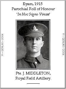 Pte. J. MIDDLETON, Royal Field Artillery