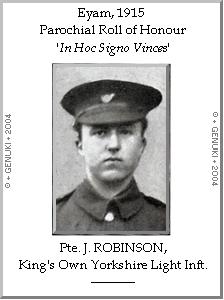 Pte. J. ROBINSON, King's Own Yorkshire Light Inft.