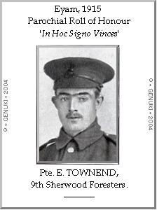 Pte. E. TOWNEND, 9th Sherwood Foresters