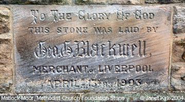 Matlock Moor, Methodist Church (Foundation Stone)