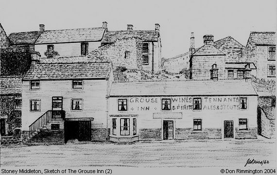 Black and White Sketch of The Grouse Inn (2) (Stoney Middleton)