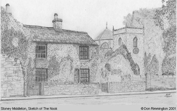 Black and White Sketch of The Nook (Stoney Middleton)