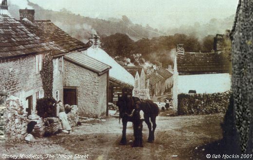Old Postcard of The Village Street (Stoney Middleton)