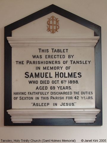 Recent Photograph of Holy Trinity Church (Saml Holmes Memorial) (Tansley)